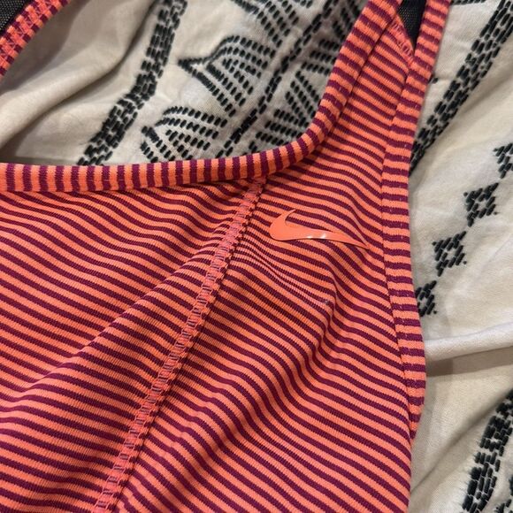 Orange Red Nike Striped Racerback Tank Top Shirt Women’s Large - Picture 2 of 6